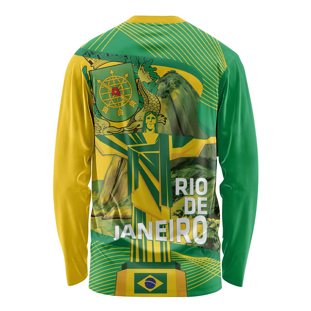 Rio de Janeiro Brazil Long Sleeve Shirt Christ the Redeemer Mix Sugarloaf Mountain - Wonder Print Shop