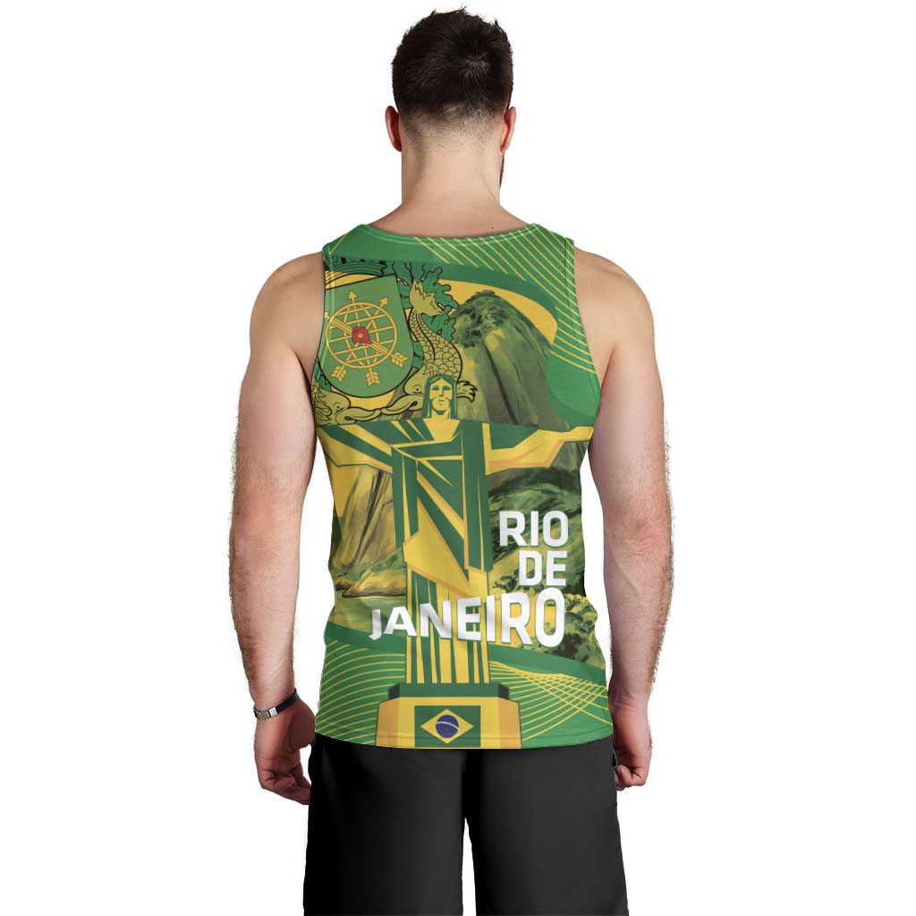 Rio de Janeiro Brazil Men Tank Top Christ the Redeemer Mix Sugarloaf Mountain - Wonder Print Shop