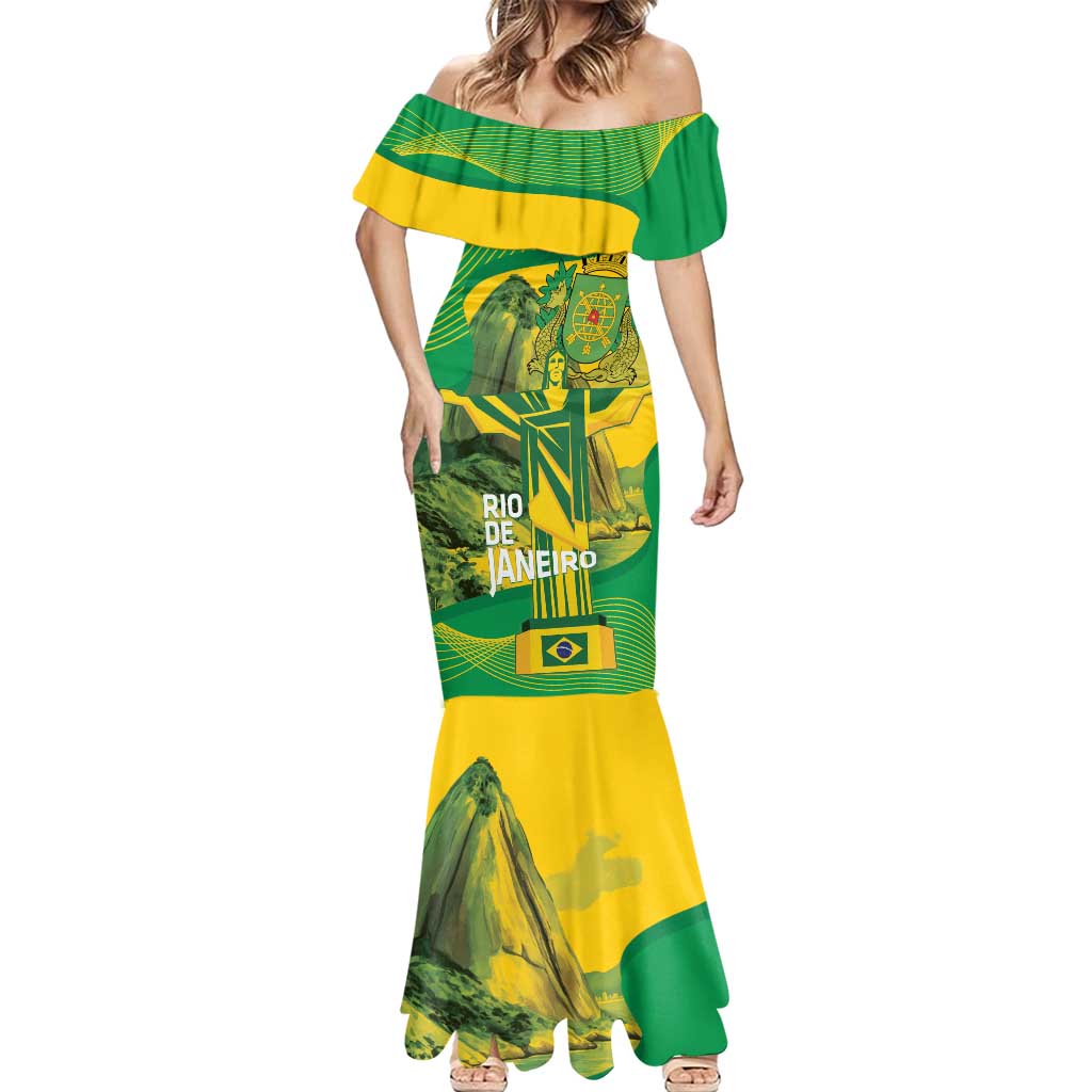 Rio de Janeiro Brazil Mermaid Dress Christ the Redeemer Mix Sugarloaf Mountain - Wonder Print Shop