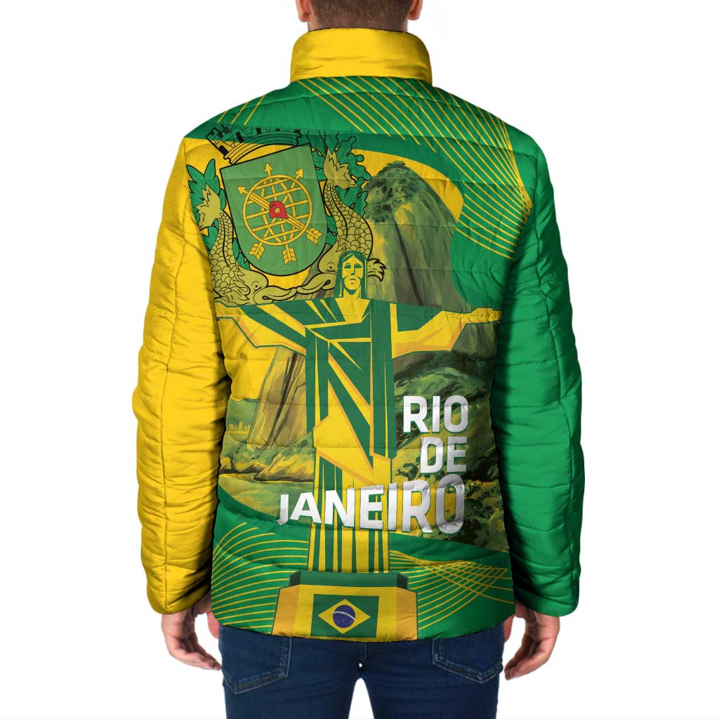 Rio de Janeiro Brazil Padded Jacket Christ the Redeemer Mix Sugarloaf Mountain - Wonder Print Shop