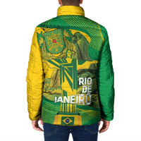 Rio de Janeiro Brazil Padded Jacket Christ the Redeemer Mix Sugarloaf Mountain - Wonder Print Shop