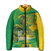 Rio de Janeiro Brazil Padded Jacket Christ the Redeemer Mix Sugarloaf Mountain - Wonder Print Shop