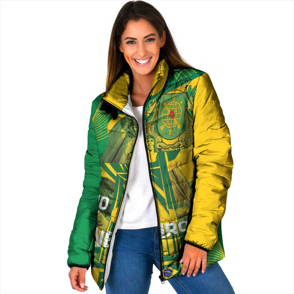 Rio de Janeiro Brazil Padded Jacket Christ the Redeemer Mix Sugarloaf Mountain - Wonder Print Shop