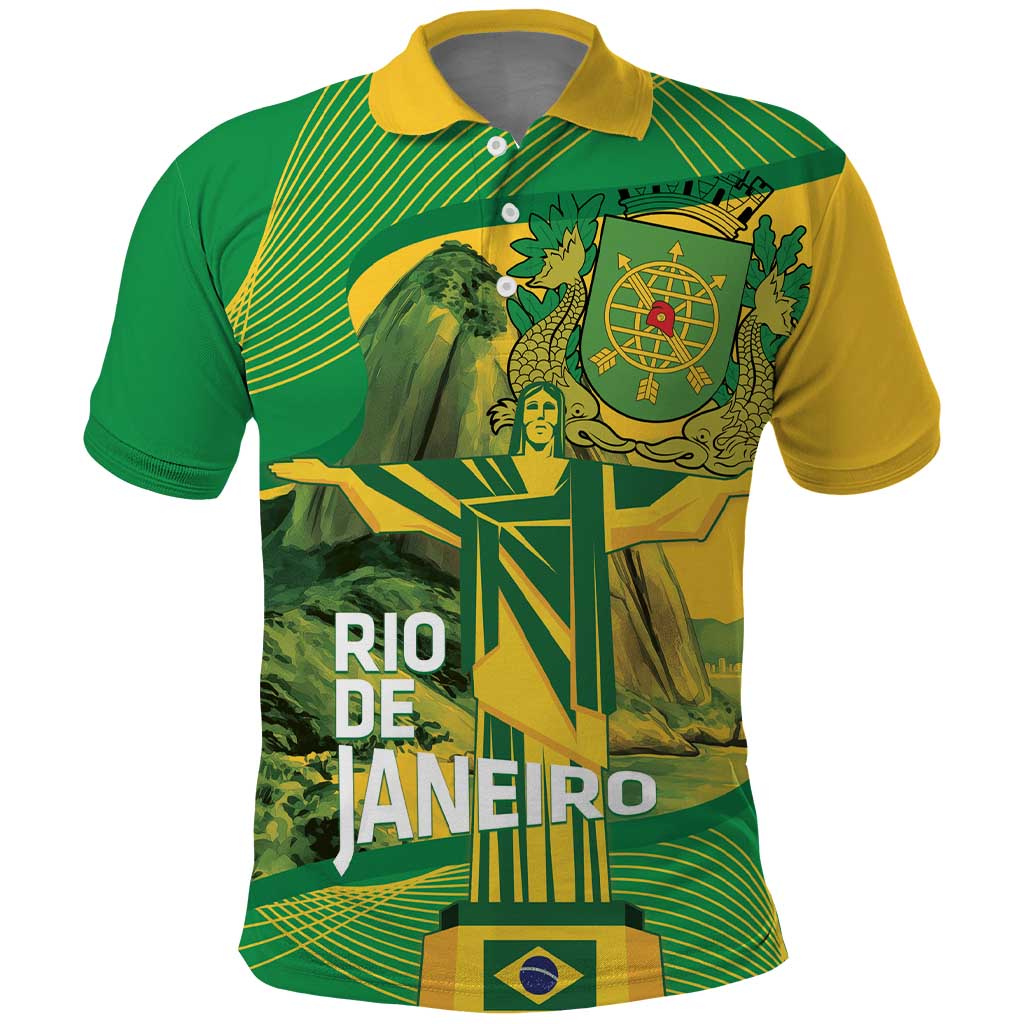 Rio de Janeiro Brazil Polo Shirt Christ the Redeemer Mix Sugarloaf Mountain - Wonder Print Shop
