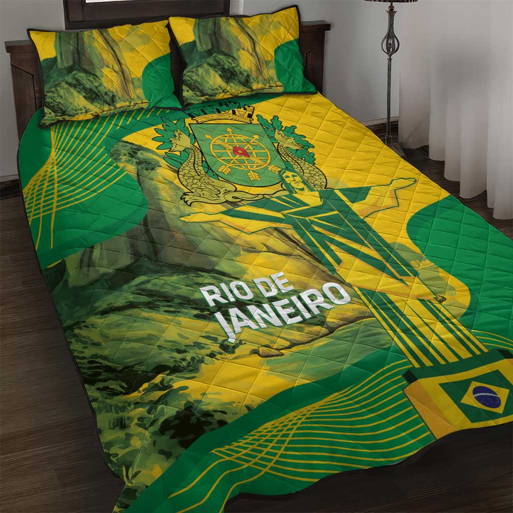 Rio de Janeiro Brazil Quilt Bed Set Christ the Redeemer Mix Sugarloaf Mountain - Wonder Print Shop