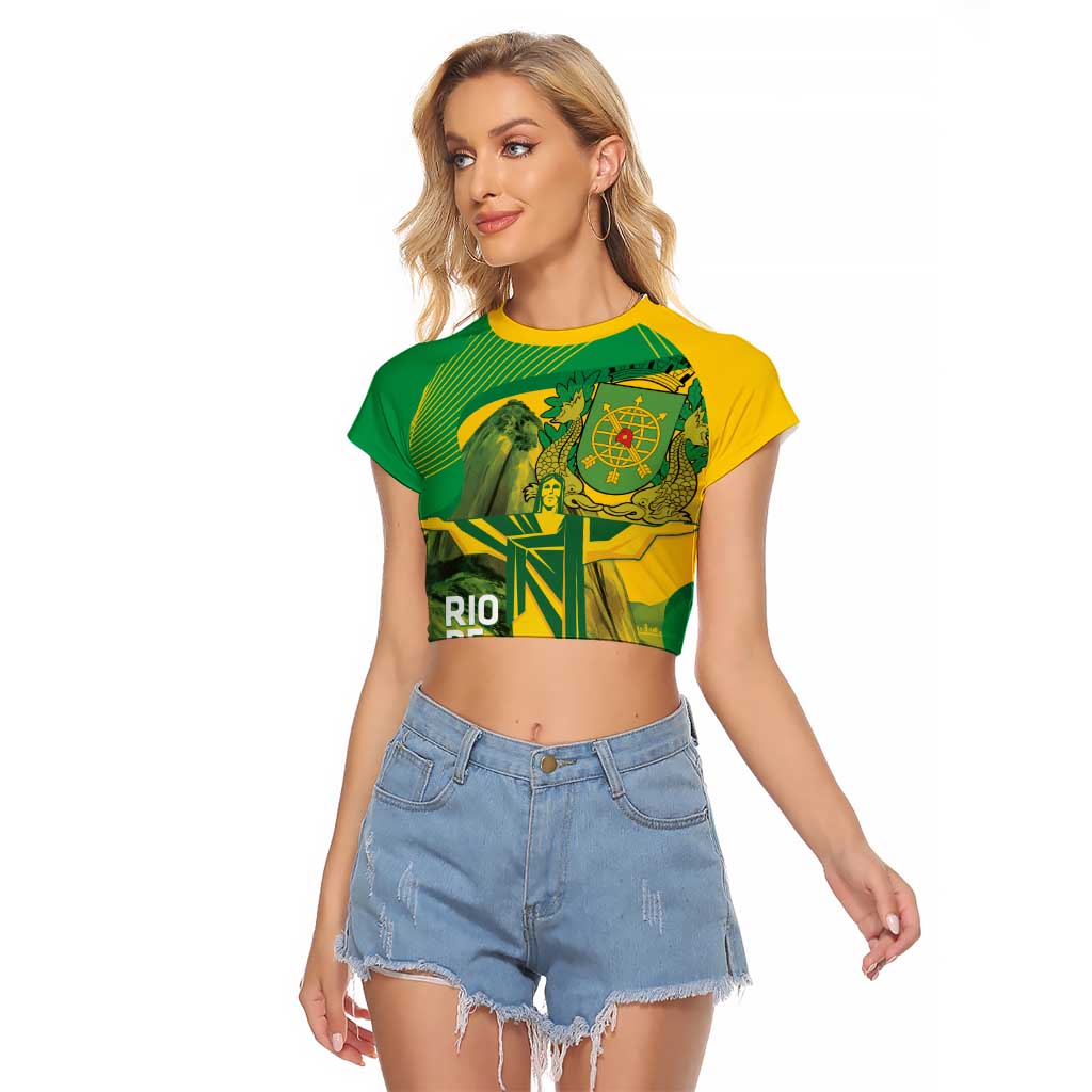 Rio de Janeiro Brazil Raglan Cropped T Shirt Christ the Redeemer Mix Sugarloaf Mountain - Wonder Print Shop