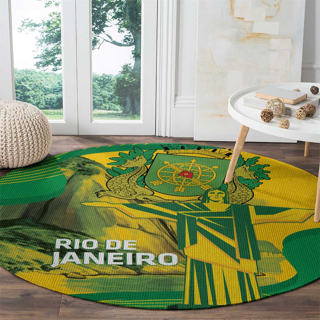 Rio de Janeiro Brazil Round Carpet Christ the Redeemer Mix Sugarloaf Mountain - Wonder Print Shop
