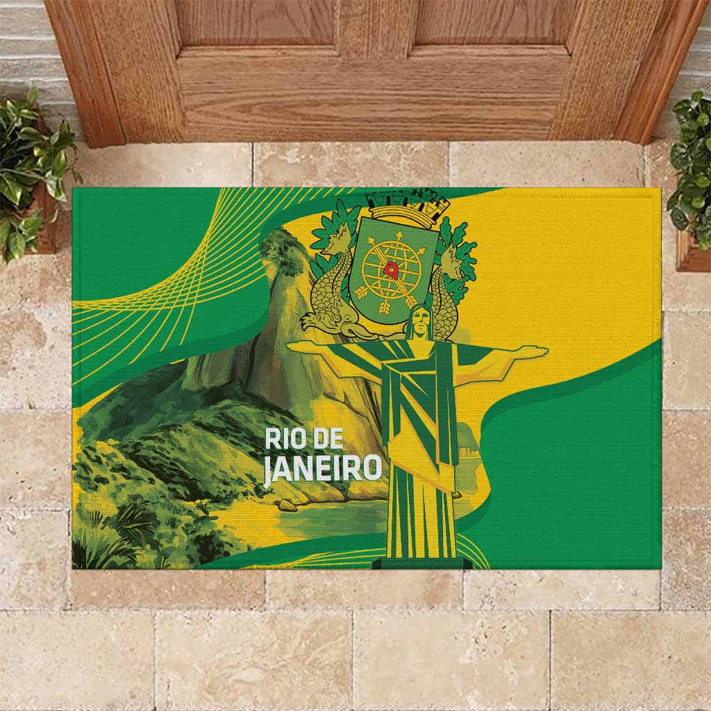 Rio de Janeiro Brazil Rubber Doormat Christ the Redeemer Mix Sugarloaf Mountain - Wonder Print Shop