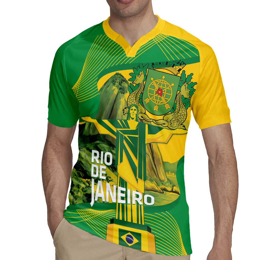 Rio de Janeiro Brazil Rugby Jersey Christ the Redeemer Mix Sugarloaf Mountain - Wonder Print Shop