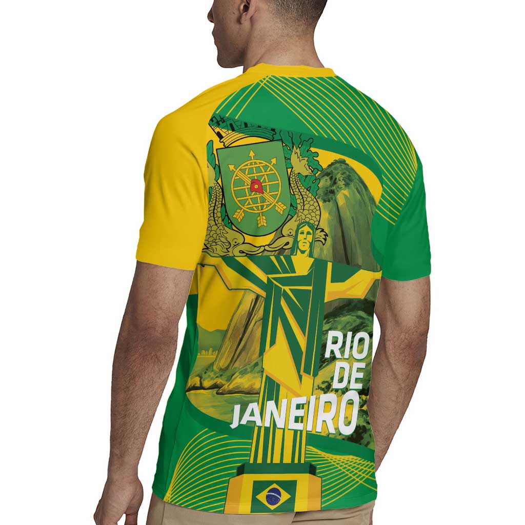 Rio de Janeiro Brazil Rugby Jersey Christ the Redeemer Mix Sugarloaf Mountain - Wonder Print Shop