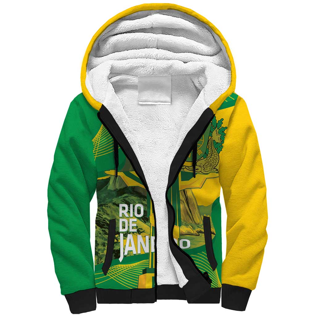 Rio de Janeiro Brazil Sherpa Hoodie Christ the Redeemer Mix Sugarloaf Mountain - Wonder Print Shop