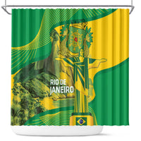 Rio de Janeiro Brazil Shower Curtain Christ the Redeemer Mix Sugarloaf Mountain - Wonder Print Shop