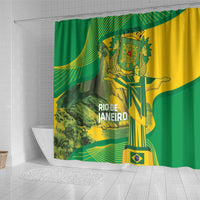 Rio de Janeiro Brazil Shower Curtain Christ the Redeemer Mix Sugarloaf Mountain - Wonder Print Shop