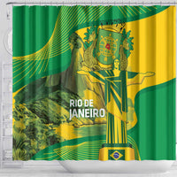 Rio de Janeiro Brazil Shower Curtain Christ the Redeemer Mix Sugarloaf Mountain - Wonder Print Shop