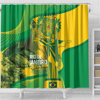 Rio de Janeiro Brazil Shower Curtain Christ the Redeemer Mix Sugarloaf Mountain - Wonder Print Shop