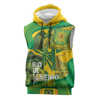 Rio de Janeiro Brazil Sleeveless Hoodie Christ the Redeemer Mix Sugarloaf Mountain - Wonder Print Shop
