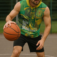 Rio de Janeiro Brazil Sleeveless Hoodie Christ the Redeemer Mix Sugarloaf Mountain - Wonder Print Shop