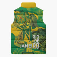 Rio de Janeiro Brazil Sleeveless Puffer Jacket Christ the Redeemer Mix Sugarloaf Mountain - Wonder Print Shop
