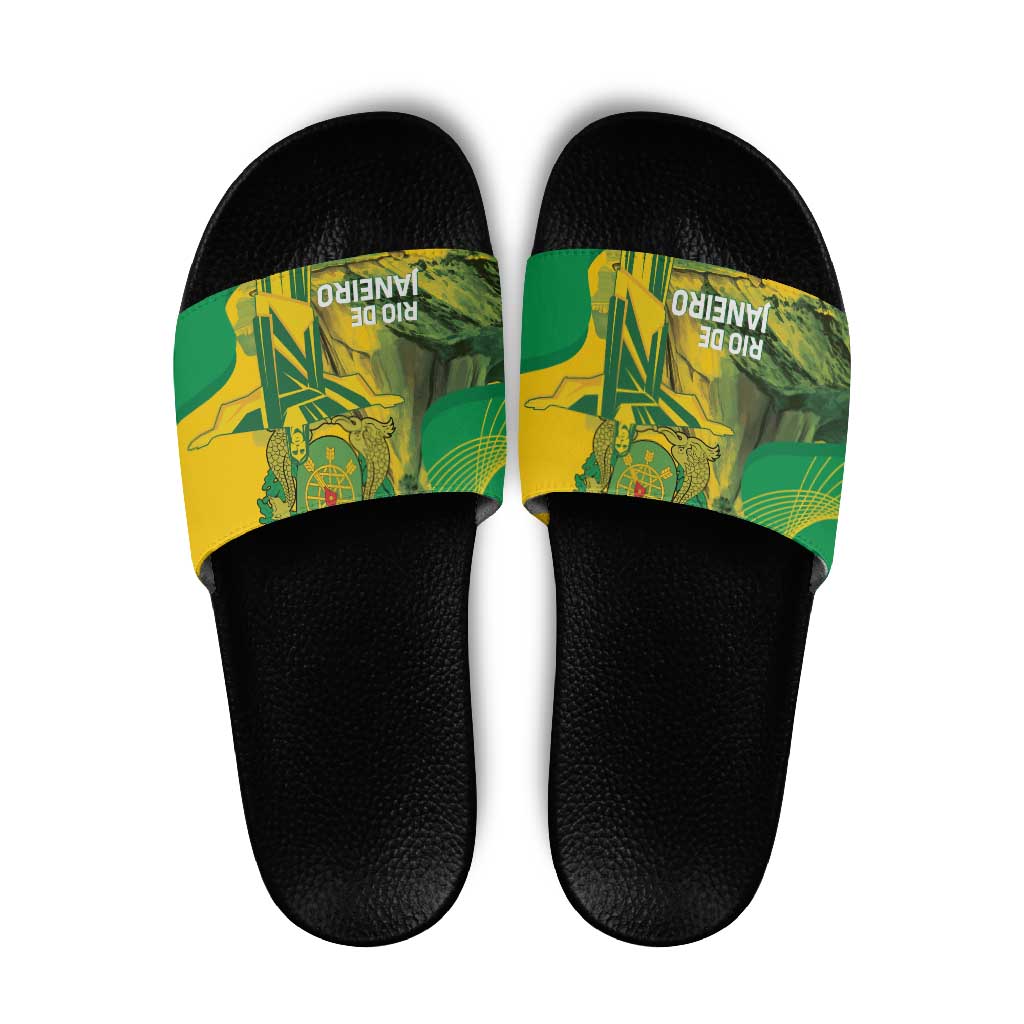 Rio de Janeiro Brazil Slide Sandals Christ the Redeemer Mix Sugarloaf Mountain - Wonder Print Shop