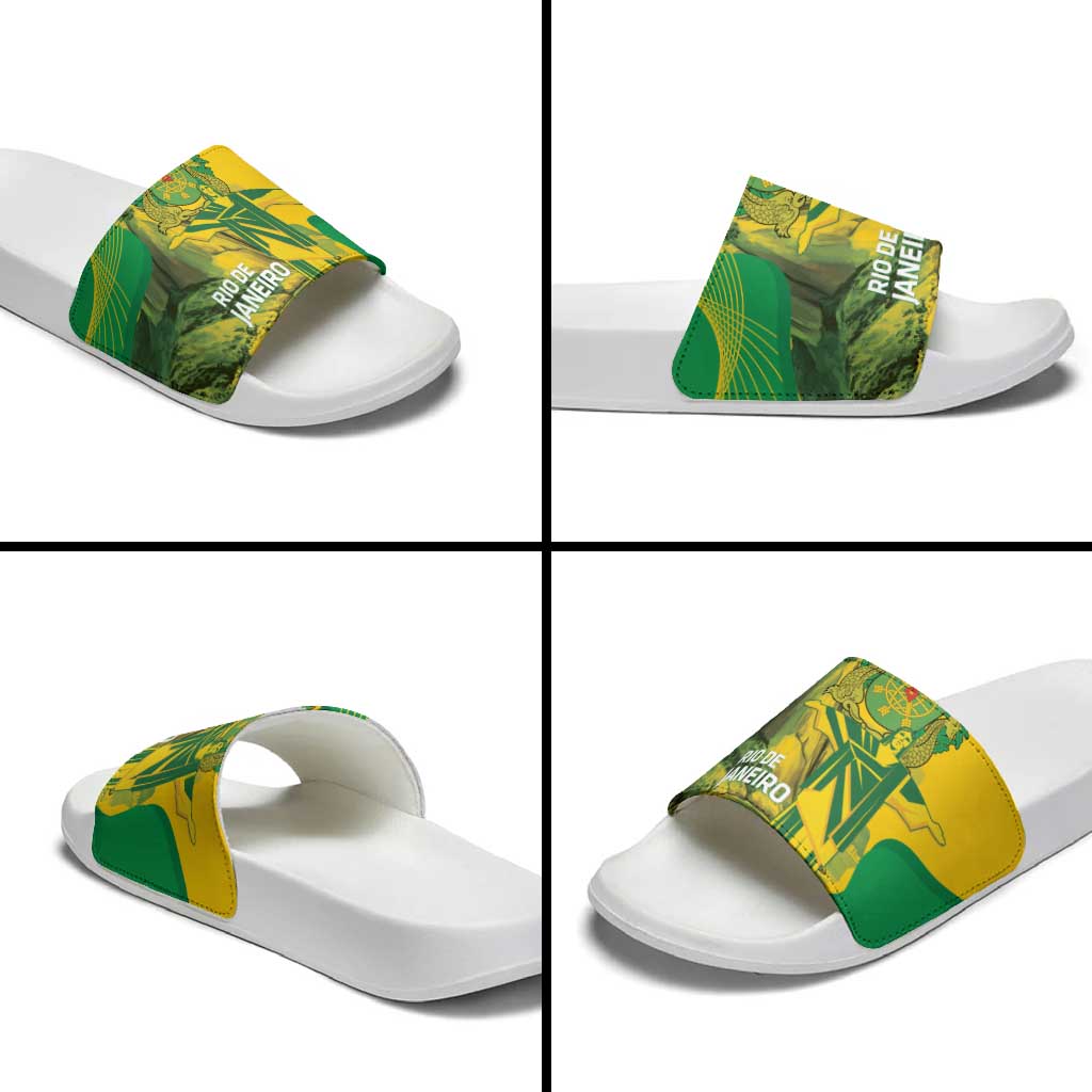 Rio de Janeiro Brazil Slide Sandals Christ the Redeemer Mix Sugarloaf Mountain - Wonder Print Shop