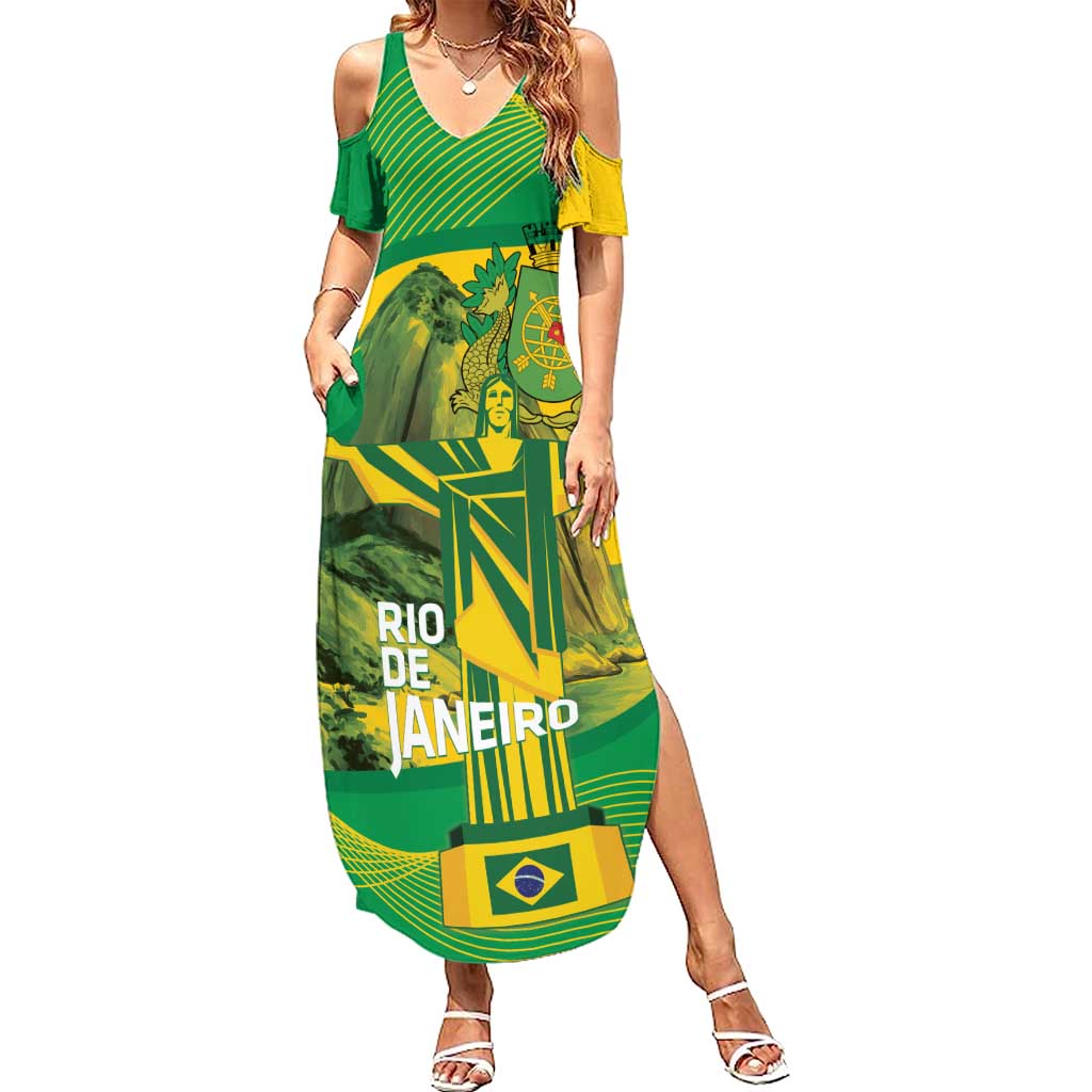 Rio de Janeiro Brazil Summer Maxi Dress Christ the Redeemer Mix Sugarloaf Mountain - Wonder Print Shop
