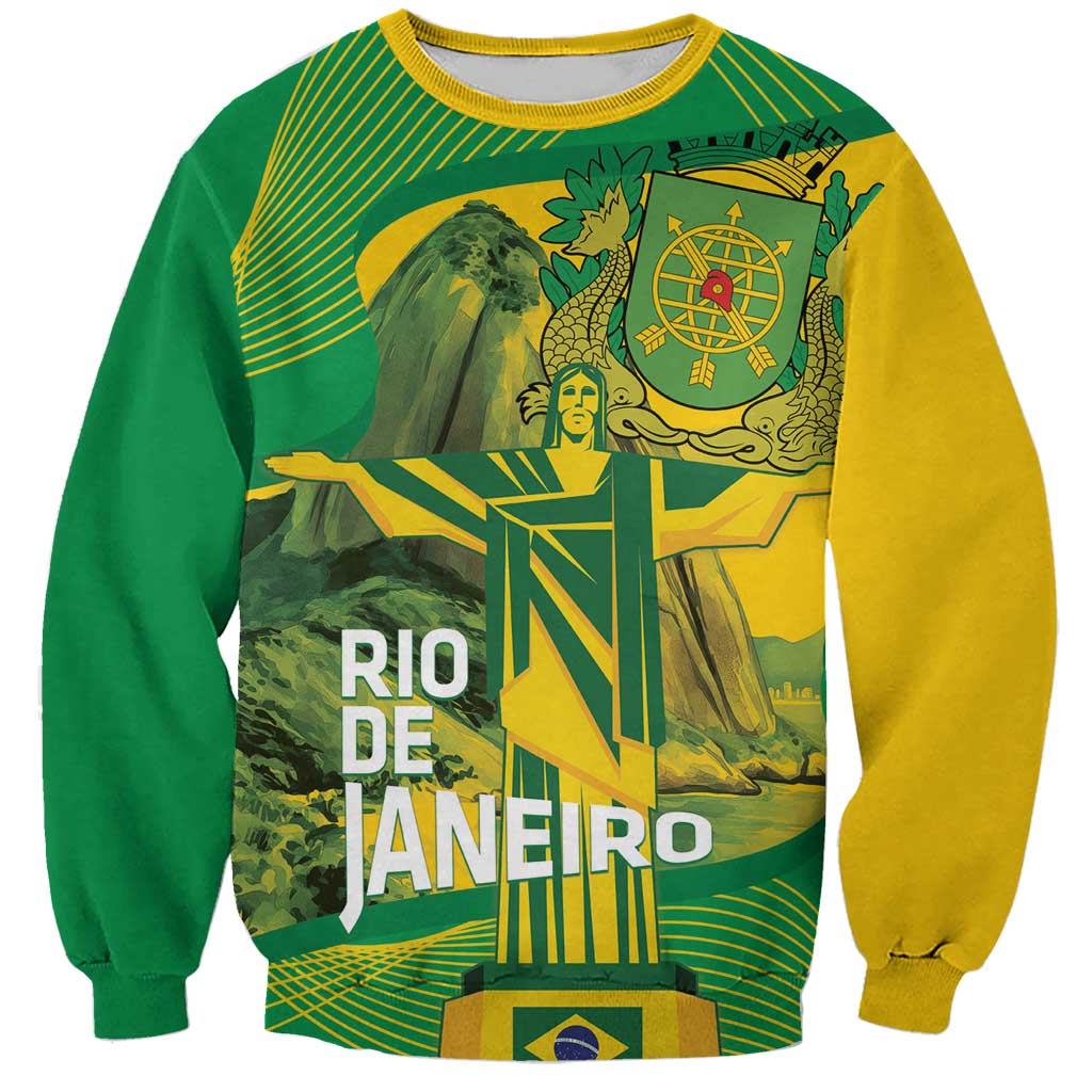Rio de Janeiro Brazil Sweatshirt Christ the Redeemer Mix Sugarloaf Mountain - Wonder Print Shop