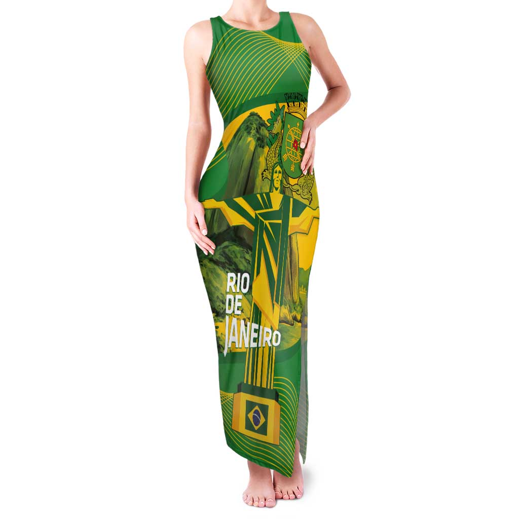 Rio de Janeiro Brazil Tank Maxi Dress Christ the Redeemer Mix Sugarloaf Mountain - Wonder Print Shop
