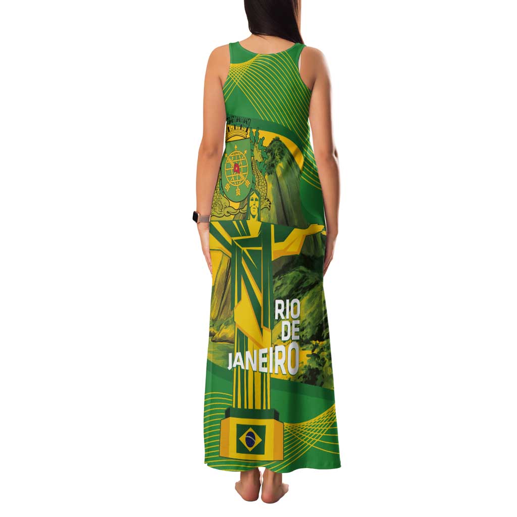 Rio de Janeiro Brazil Tank Maxi Dress Christ the Redeemer Mix Sugarloaf Mountain - Wonder Print Shop