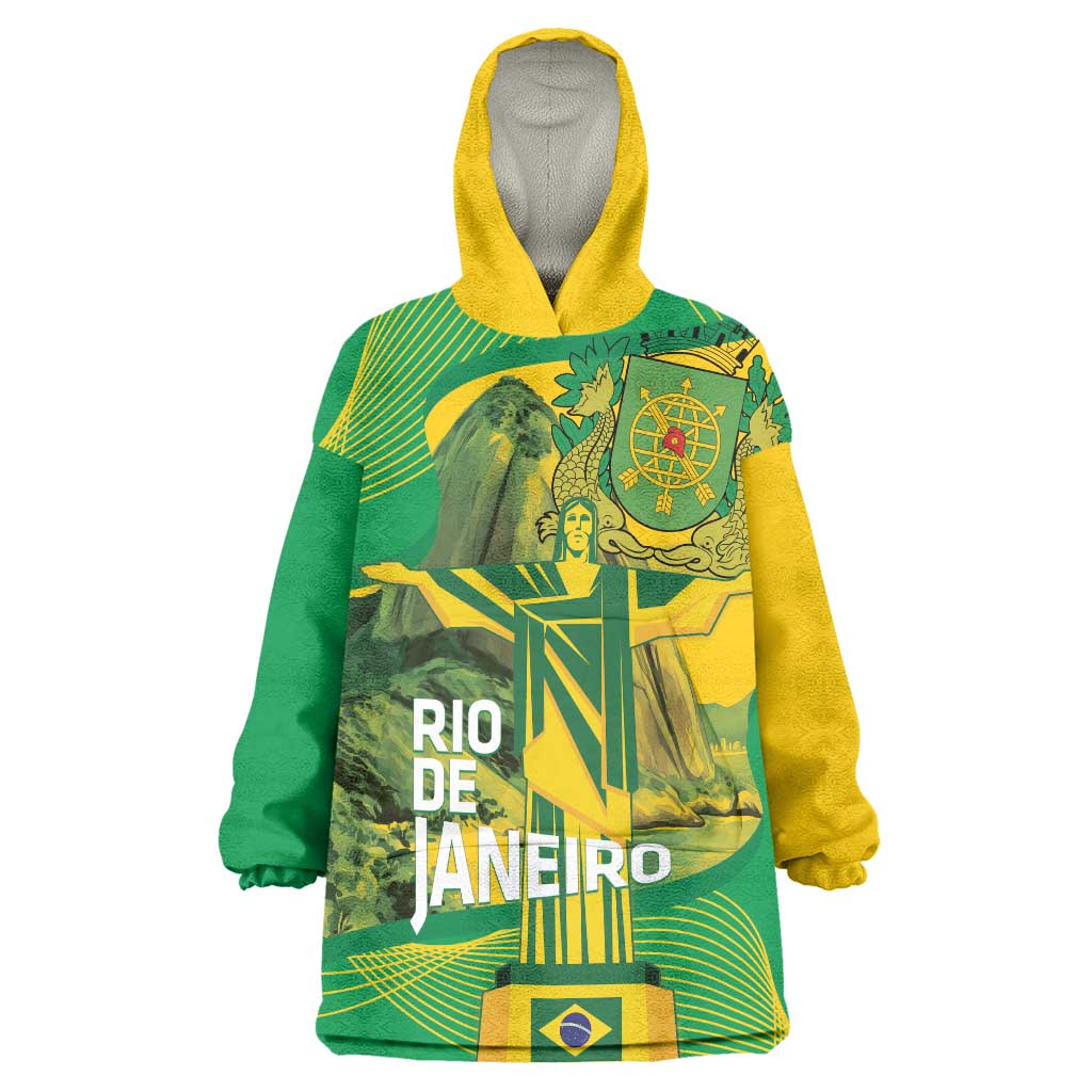 Rio de Janeiro Brazil Wearable Blanket Hoodie Christ the Redeemer Mix Sugarloaf Mountain - Wonder Print Shop