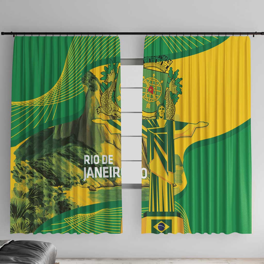 Rio de Janeiro Brazil Window Curtain Christ the Redeemer Mix Sugarloaf Mountain - Wonder Print Shop