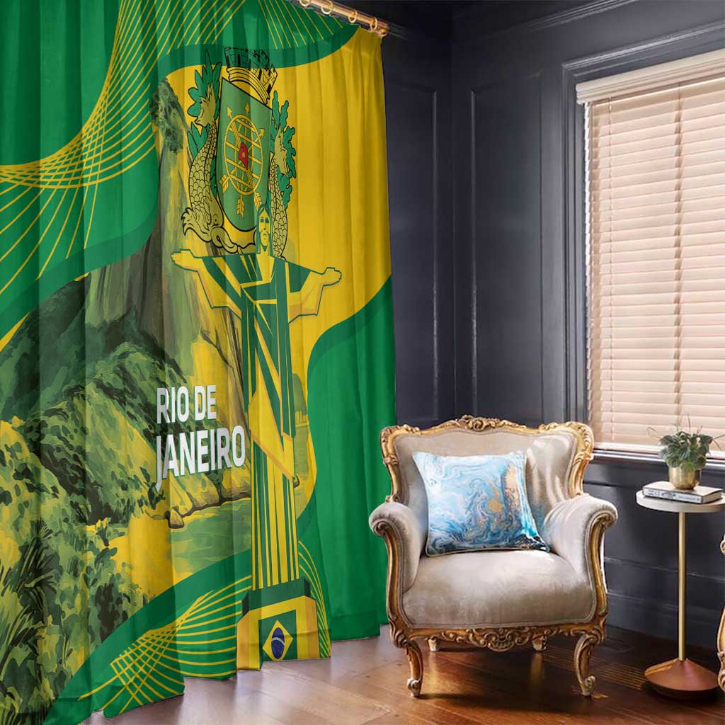 Rio de Janeiro Brazil Window Curtain Christ the Redeemer Mix Sugarloaf Mountain - Wonder Print Shop