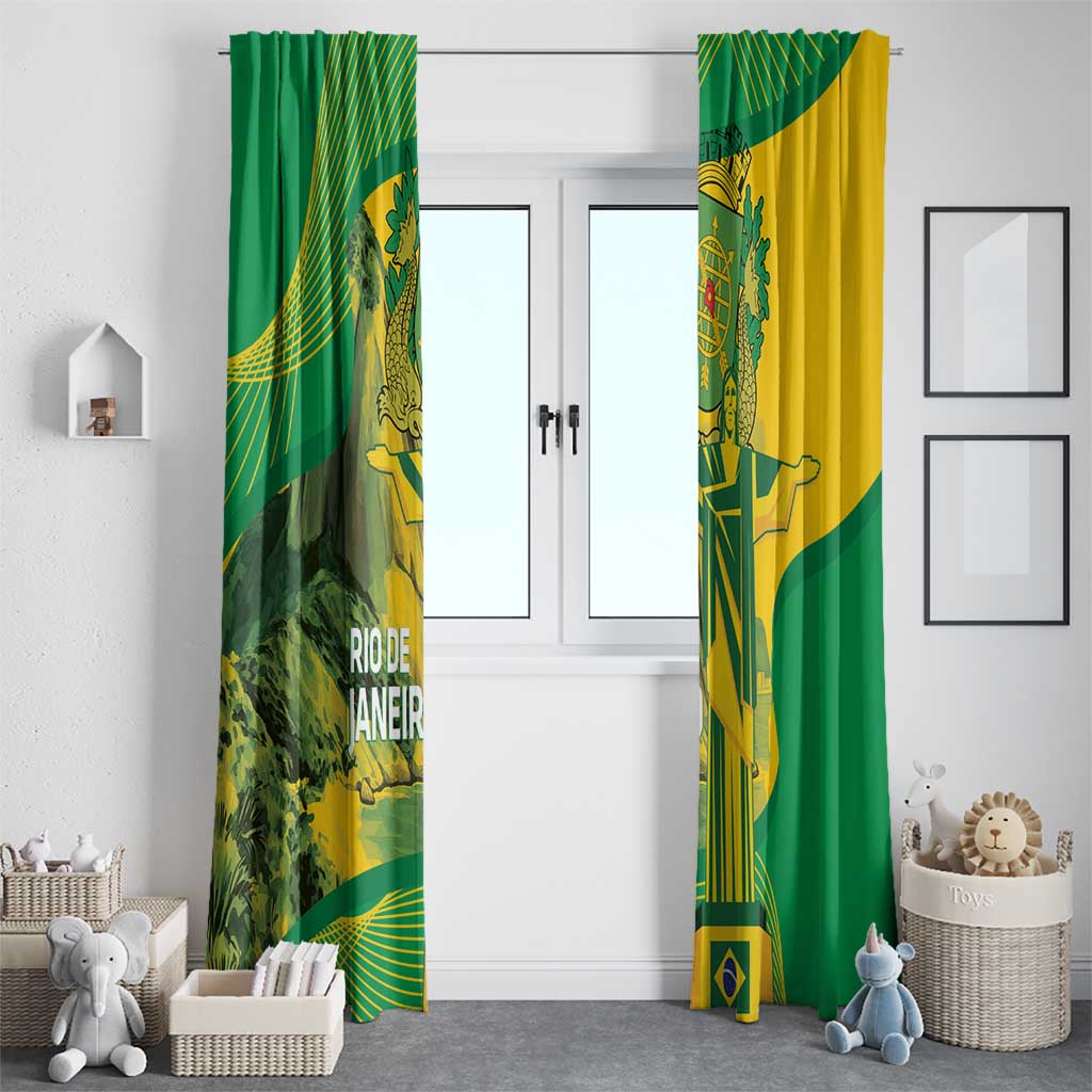 Rio de Janeiro Brazil Window Curtain Christ the Redeemer Mix Sugarloaf Mountain - Wonder Print Shop