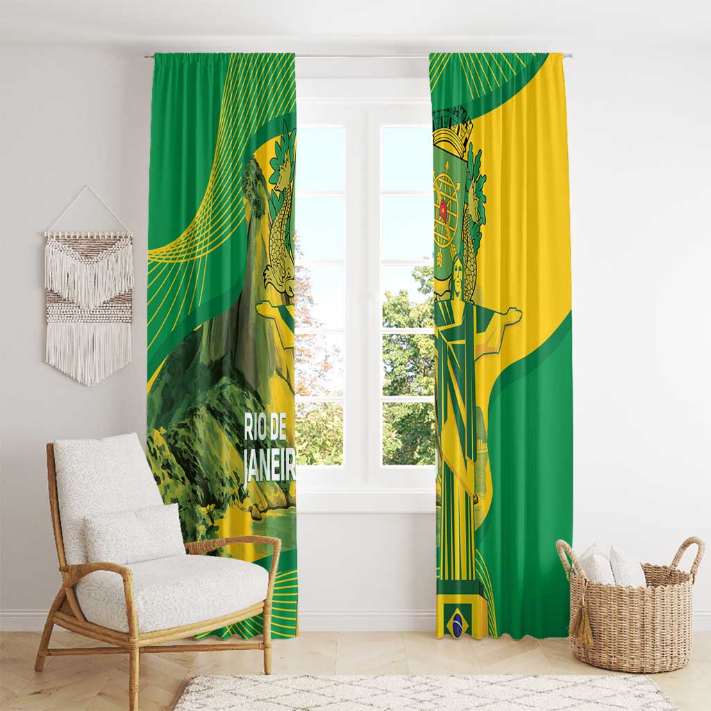 Rio de Janeiro Brazil Window Curtain Christ the Redeemer Mix Sugarloaf Mountain - Wonder Print Shop