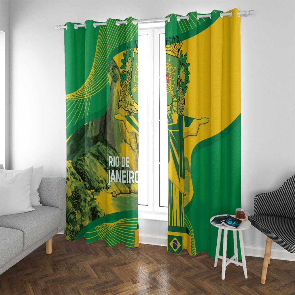 Rio de Janeiro Brazil Window Curtain Christ the Redeemer Mix Sugarloaf Mountain - Wonder Print Shop