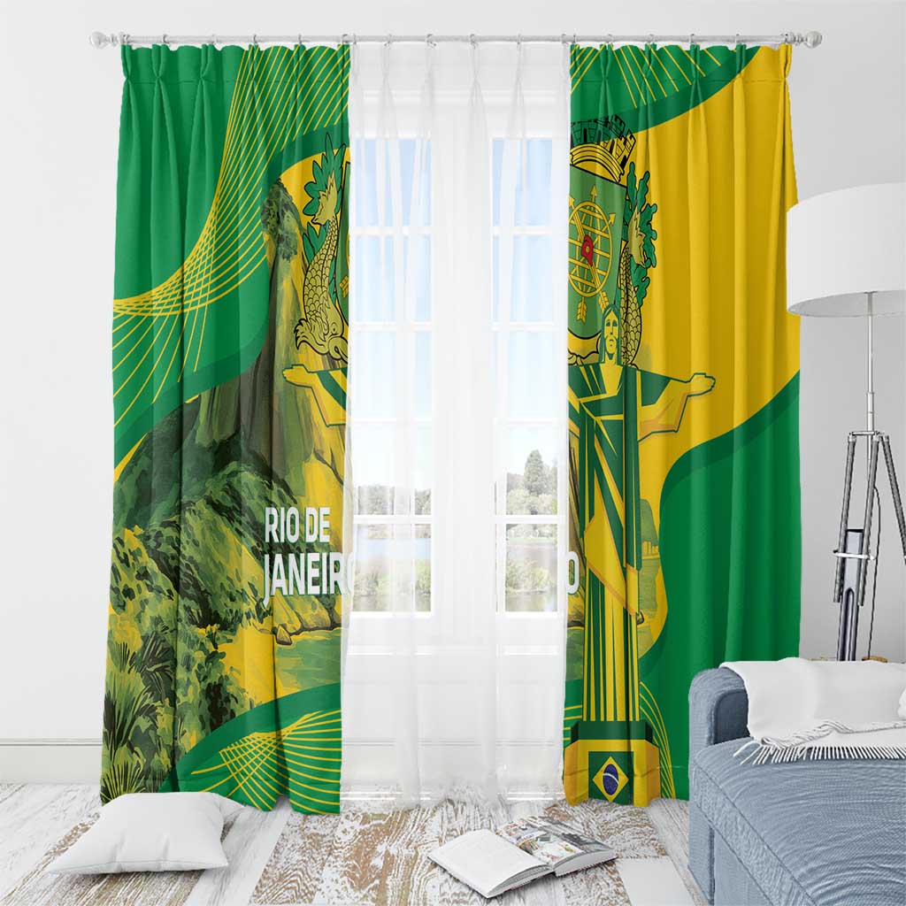 Rio de Janeiro Brazil Window Curtain Christ the Redeemer Mix Sugarloaf Mountain - Wonder Print Shop