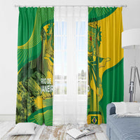 Rio de Janeiro Brazil Window Curtain Christ the Redeemer Mix Sugarloaf Mountain - Wonder Print Shop