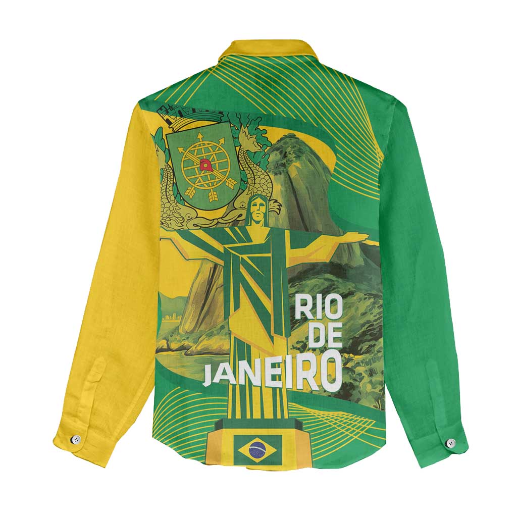 Rio de Janeiro Brazil Women Casual Shirt Christ the Redeemer Mix Sugarloaf Mountain - Wonder Print Shop