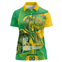 Rio de Janeiro Brazil Women Polo Shirt Christ the Redeemer Mix Sugarloaf Mountain - Wonder Print Shop