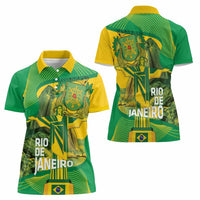 Rio de Janeiro Brazil Women Polo Shirt Christ the Redeemer Mix Sugarloaf Mountain - Wonder Print Shop