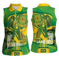 Rio de Janeiro Brazil Women Sleeveless Polo Shirt Christ the Redeemer Mix Sugarloaf Mountain - Wonder Print Shop
