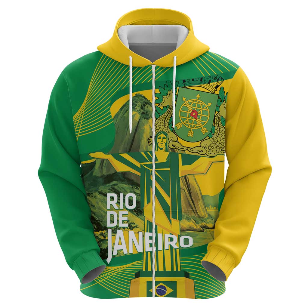 Rio de Janeiro Brazil Zip Hoodie Christ the Redeemer Mix Sugarloaf Mountain - Wonder Print Shop