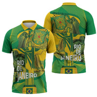 Rio de Janeiro Brazil Zipper Polo Shirt Christ the Redeemer Mix Sugarloaf Mountain - Wonder Print Shop