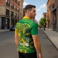 Rio de Janeiro Brazil Zipper Polo Shirt Christ the Redeemer Mix Sugarloaf Mountain - Wonder Print Shop