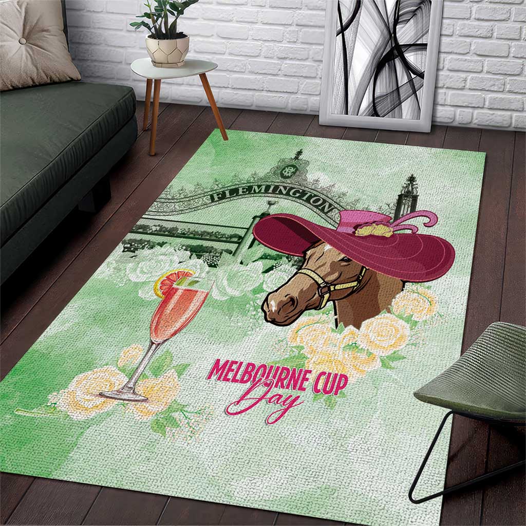 Australia Cup Melbourne Horse Racing Area Rug Hats Heels & Horseshoes Yellow Roses - Wonder Print Shop