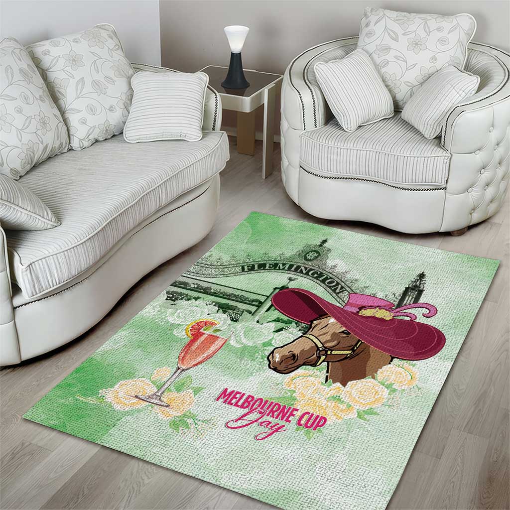 Australia Cup Melbourne Horse Racing Area Rug Hats Heels & Horseshoes Yellow Roses - Wonder Print Shop