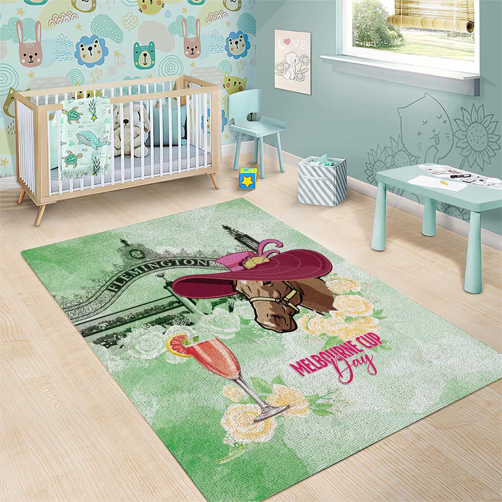 Australia Cup Melbourne Horse Racing Area Rug Hats Heels & Horseshoes Yellow Roses - Wonder Print Shop