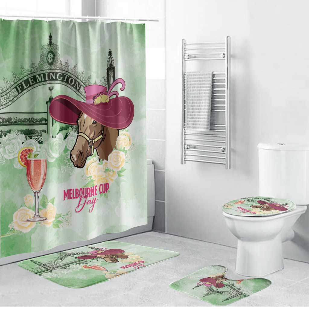Australia Cup Melbourne Horse Racing Bathroom Set Hats Heels & Horseshoes Yellow Roses - Wonder Print Shop
