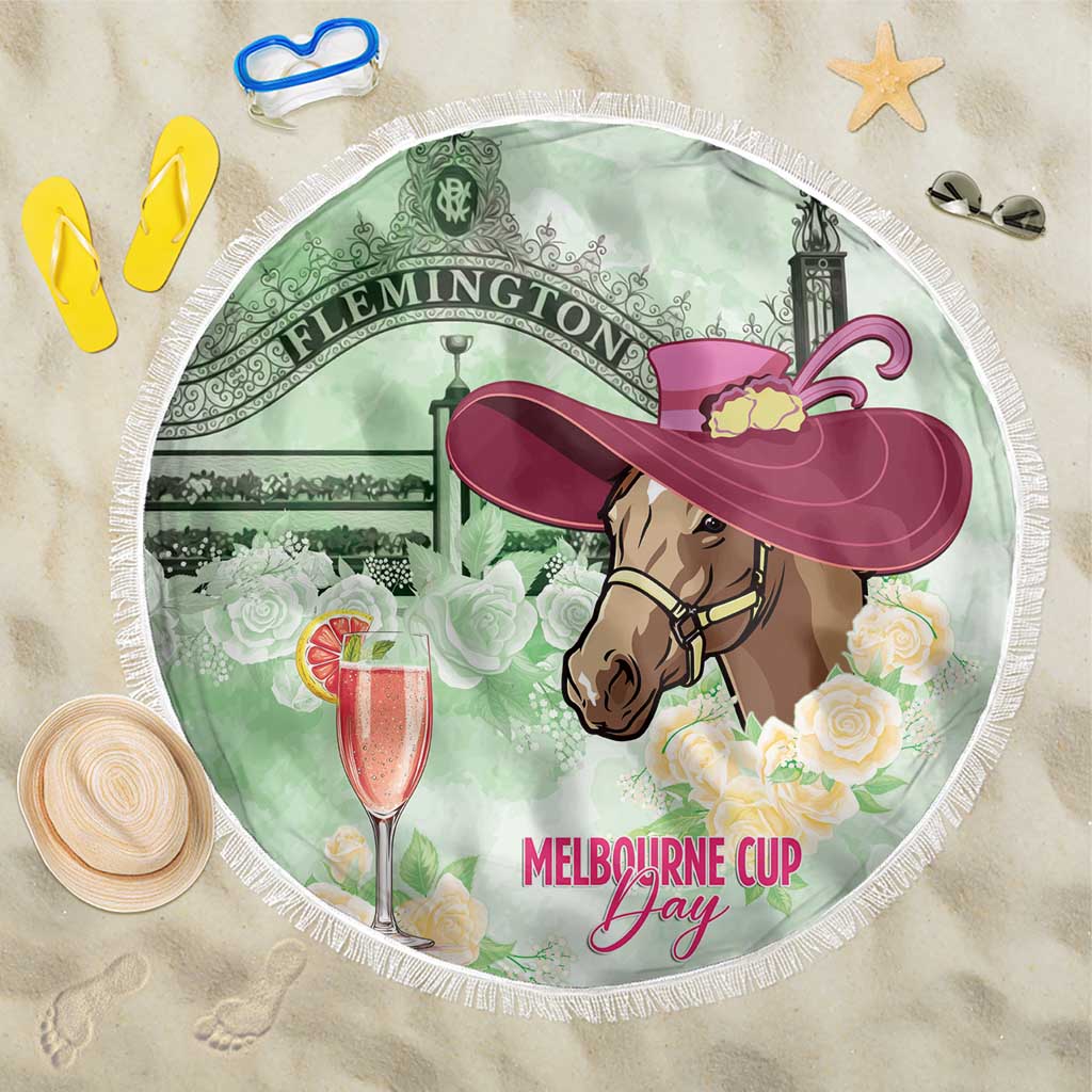 Australia Cup Melbourne Horse Racing Beach Blanket Hats Heels & Horseshoes Yellow Roses - Wonder Print Shop