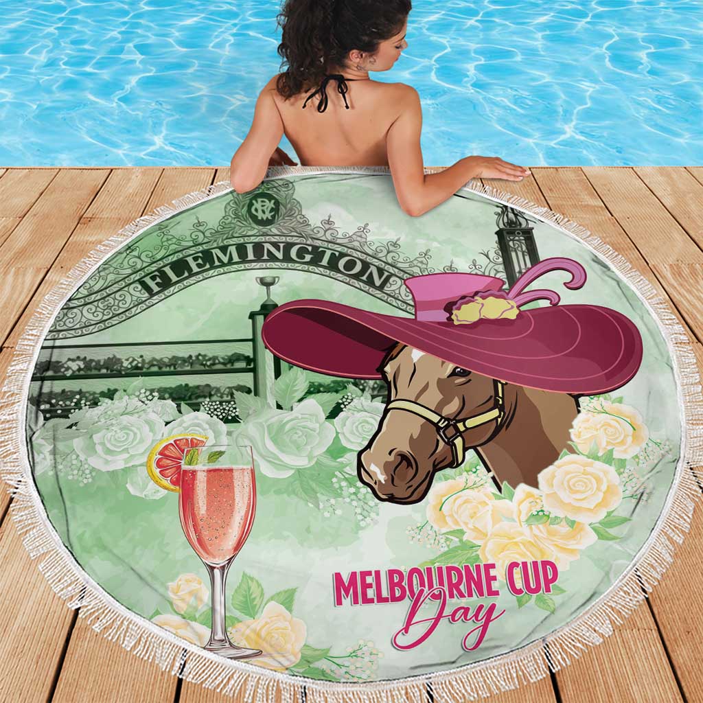 Australia Cup Melbourne Horse Racing Beach Blanket Hats Heels & Horseshoes Yellow Roses - Wonder Print Shop