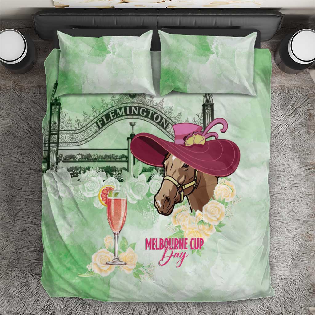 Australia Cup Melbourne Horse Racing Bedding Set Hats Heels & Horseshoes Yellow Roses - Wonder Print Shop